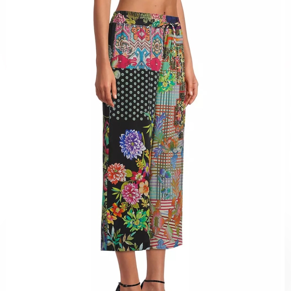 Johnny Was Jailyn Oversized 2-Piece Floral Silk Pajama Pants Size Small